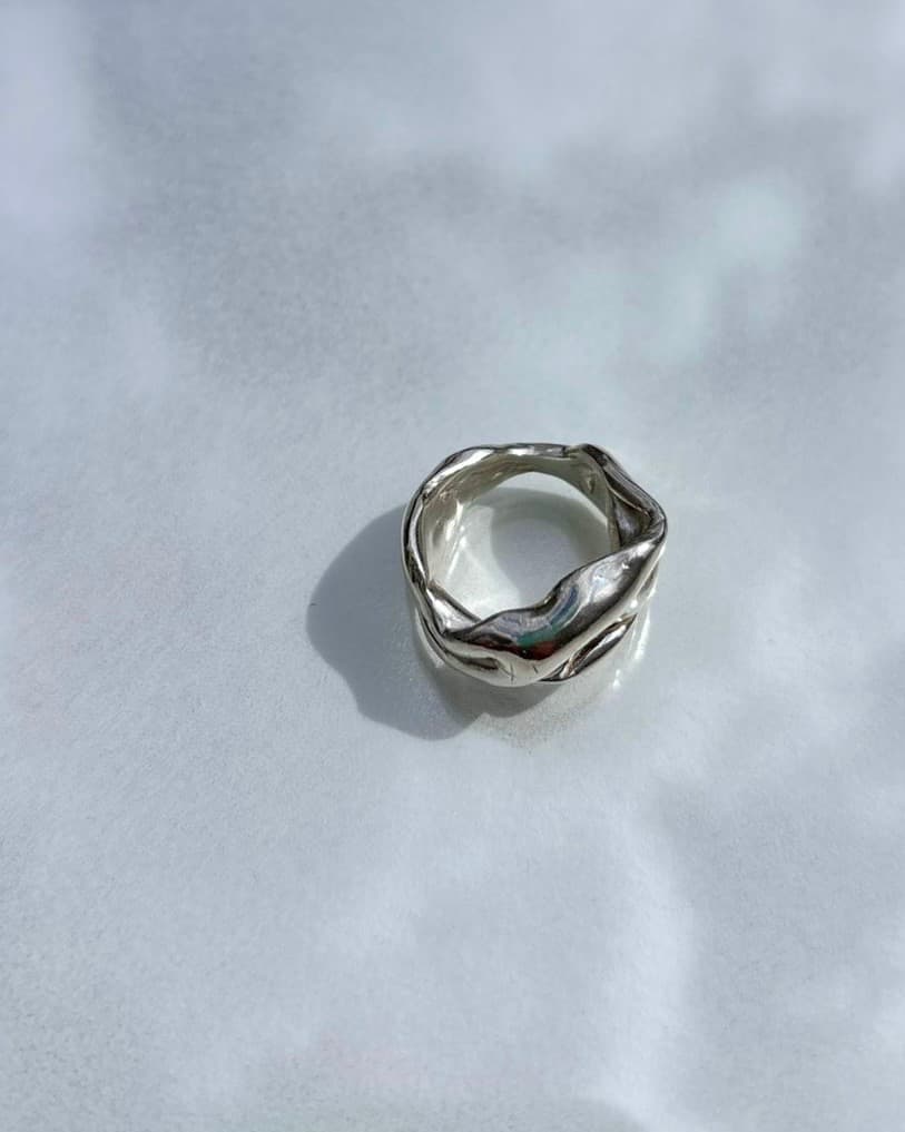 Anillo Movimiento Congelado plata 950 artesanal chileno técnica cera perdida pieza única Santiago