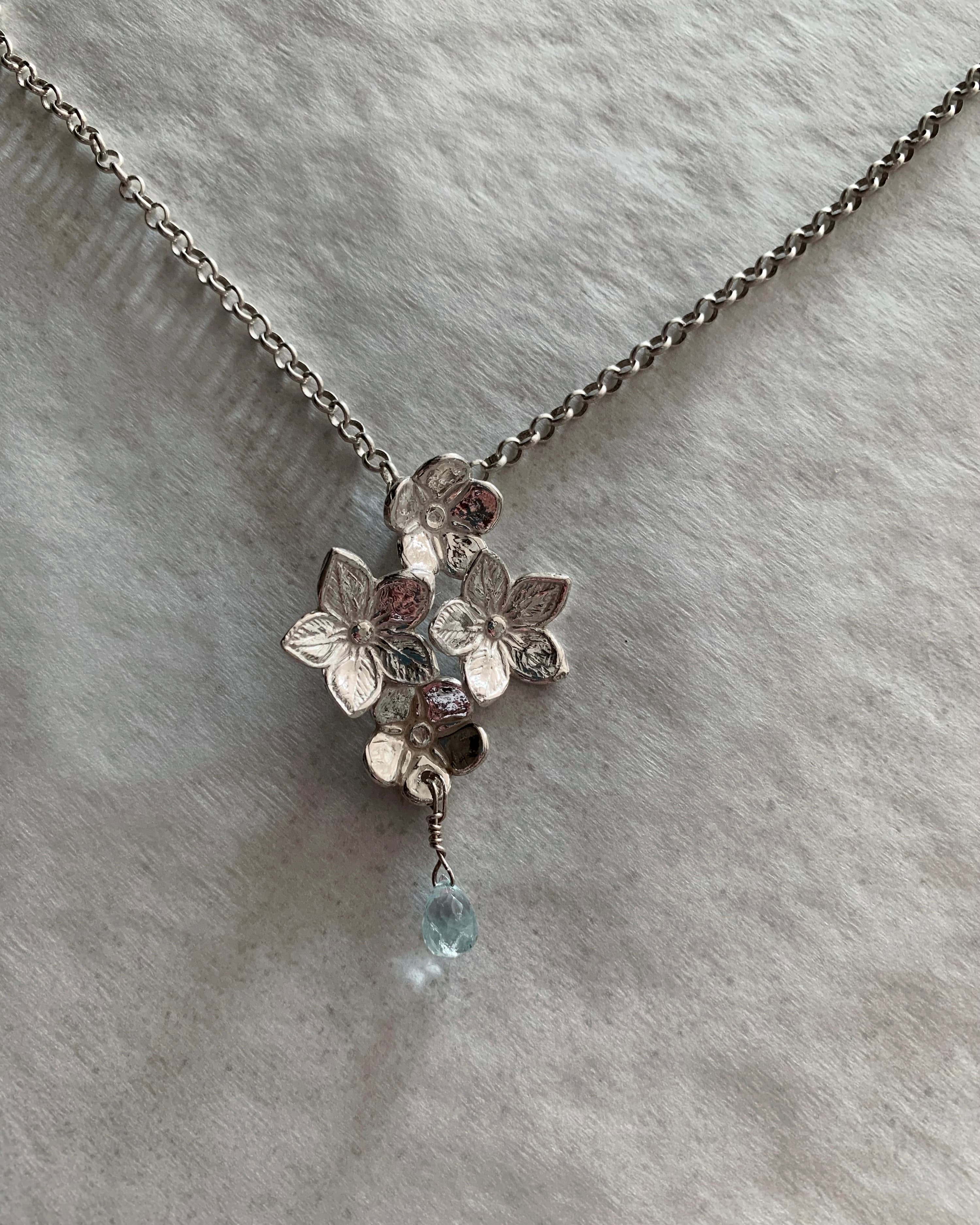 Collar aguamarina plata 950 artesanal único orfebrería chilena Paola Muñoz Santiago